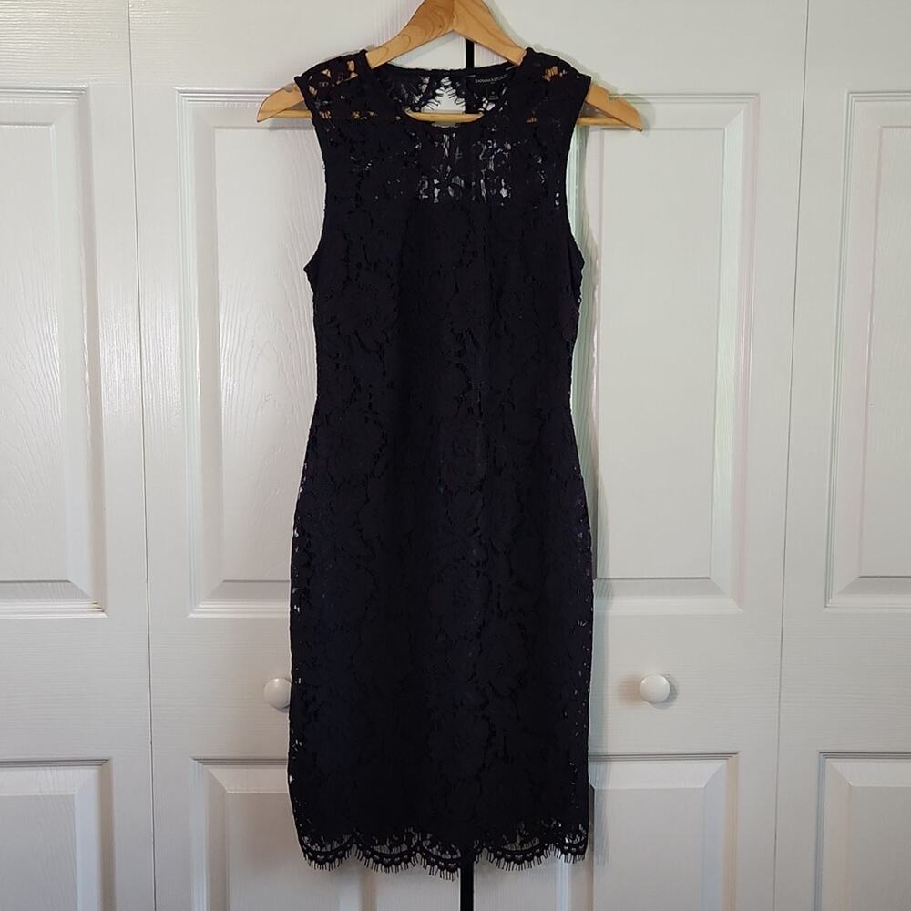 Banana Republic Women's Plum‎ Lace Blue Trim & Lining Knee Length Dress Size 0